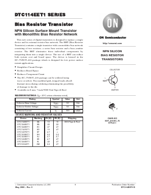 DTC123JE Datasheet PDF ON Semiconductor