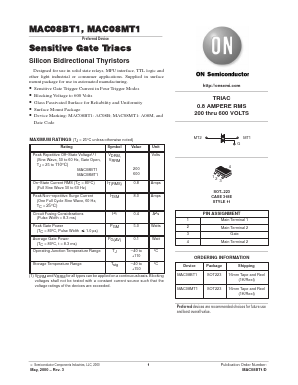 MAC08BT1 Datasheet PDF ON Semiconductor