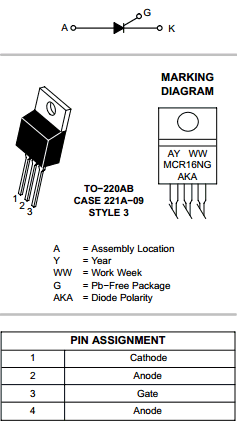 MCR16N Datasheet PDF ON Semiconductor
