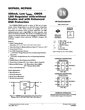 NCP605 Datasheet PDF ON Semiconductor