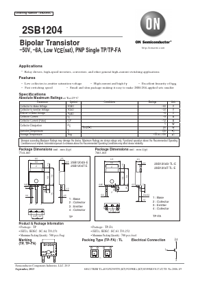 2SB1204S-E Datasheet PDF ON Semiconductor