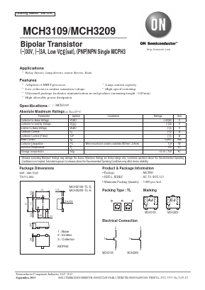 MCH3109 Datasheet PDF ON Semiconductor