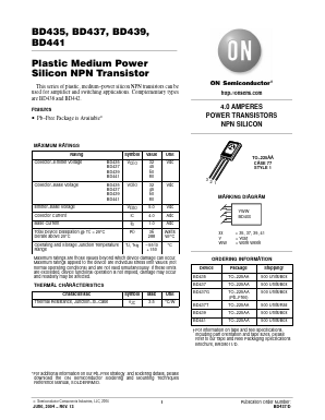 BD437 Datasheet PDF ON Semiconductor