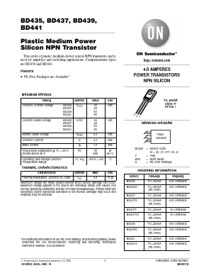 BD437T Datasheet PDF ON Semiconductor