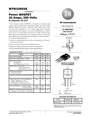MTW32N25E Datasheet PDF ON Semiconductor