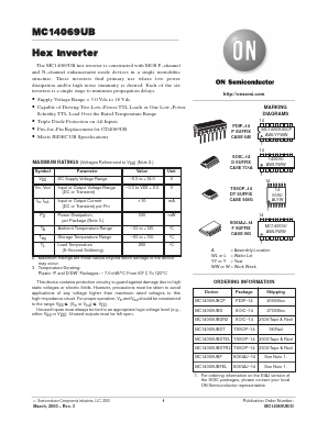 MC14069UBDT Datasheet PDF ON Semiconductor
