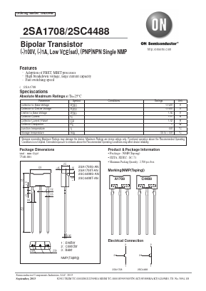 2SA1708 Datasheet PDF ON Semiconductor
