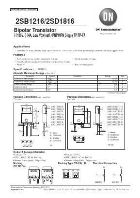 2SB1216T-TL-H Datasheet PDF ON Semiconductor