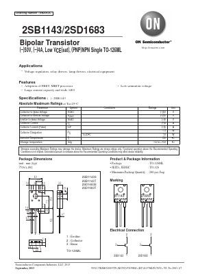 2SB1143 Datasheet PDF ON Semiconductor