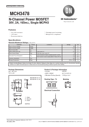MCH3478-TL-H Datasheet PDF ON Semiconductor