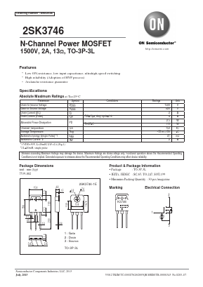2SK3746 Datasheet PDF ON Semiconductor