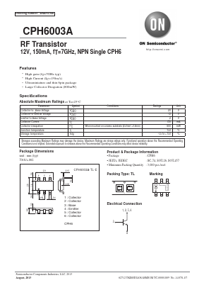 CPH6003A-TL-E Datasheet PDF ON Semiconductor