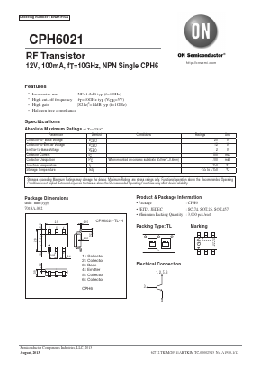 CPH6021-TL-H Datasheet PDF ON Semiconductor