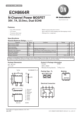 ECH8664R-TL-H Datasheet PDF ON Semiconductor