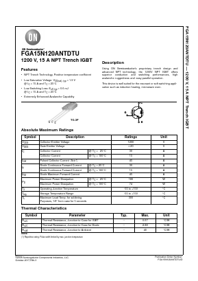 FGA15N120ANTDTU Datasheet PDF ON Semiconductor