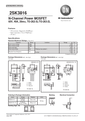 2SK3816-1E Datasheet PDF ON Semiconductor