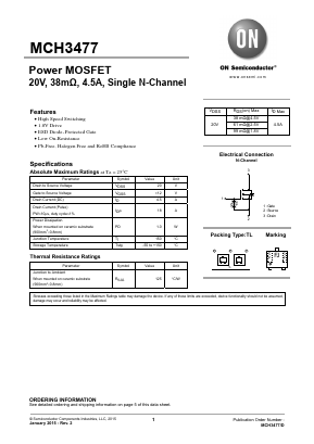MCH3477 Datasheet PDF ON Semiconductor