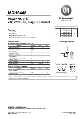 MCH6448-TL-W Datasheet PDF ON Semiconductor