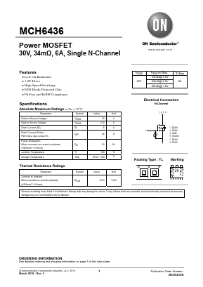 MCH6436 Datasheet PDF ON Semiconductor