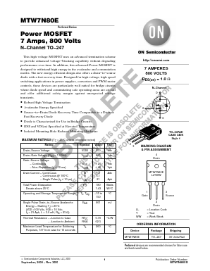 MTW7N80E Datasheet PDF ON Semiconductor