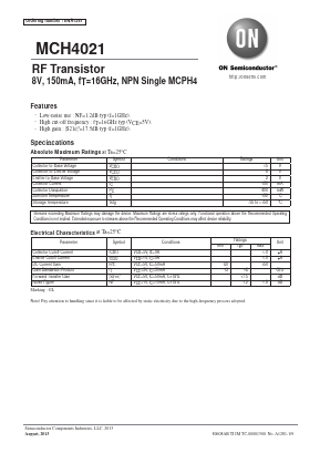 MCH4021 Datasheet PDF ON Semiconductor
