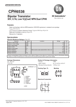CPH6538 Datasheet PDF ON Semiconductor