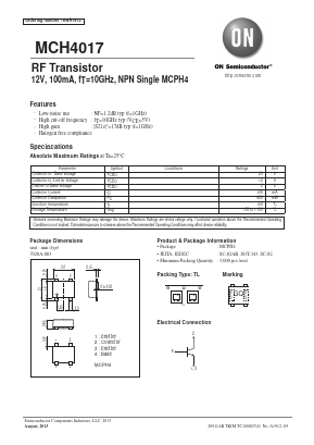 MCH4017 Datasheet PDF ON Semiconductor