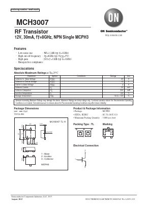 MCH3007-TL-H Datasheet PDF ON Semiconductor
