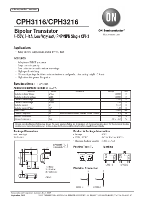 CPH3116 Datasheet PDF ON Semiconductor