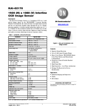 KAI-02170-PBA-JD-BA Datasheet PDF ON Semiconductor