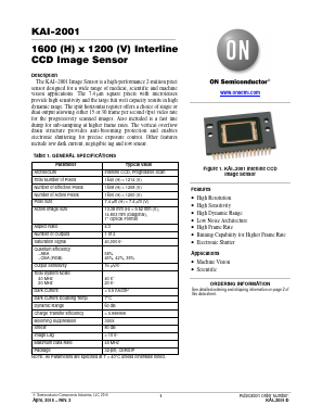 KAI-2001-ABA-CD-BA Datasheet PDF ON Semiconductor
