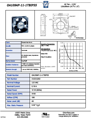 OA109AP-11-1TBIP55 Datasheet PDF ORION FANS