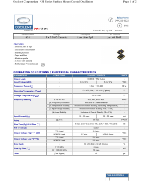 431-12.0M-3FL-TNC Datasheet PDF Oscilent Corporation