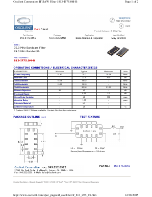 813-IF75.0M-B Datasheet PDF Oscilent Corporation