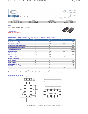 813-SL70.0M-10 Datasheet PDF Oscilent Corporation