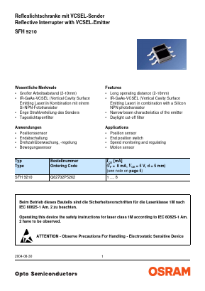 Q62702P5262 Datasheet PDF OSRAM GmbH