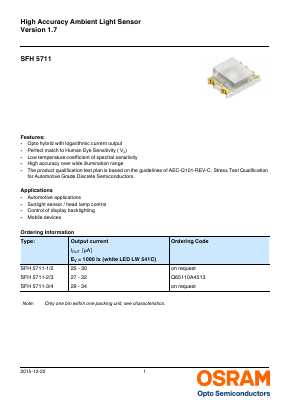 SFH5711 Datasheet PDF OSRAM GmbH