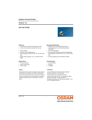 SFH483 Datasheet PDF OSRAM GmbH