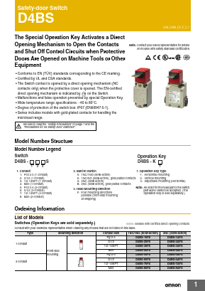 D4BS-4AFS Datasheet PDF OMRON Corporation