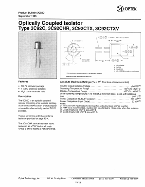 3C92 Datasheet PDF Optek Technology