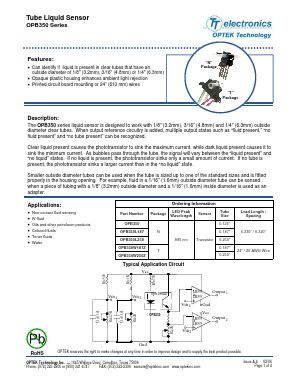 OPB350W250Z Datasheet PDF Optek Technology