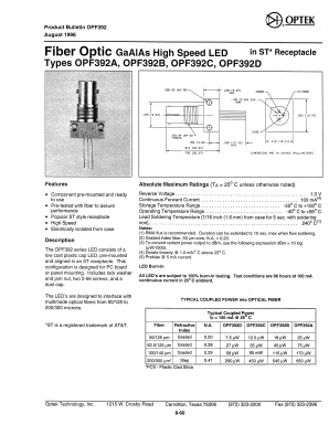 OPF392D Datasheet PDF Optek Technology