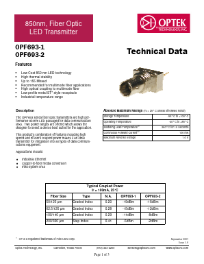 OPF693 Datasheet PDF Optek Technology