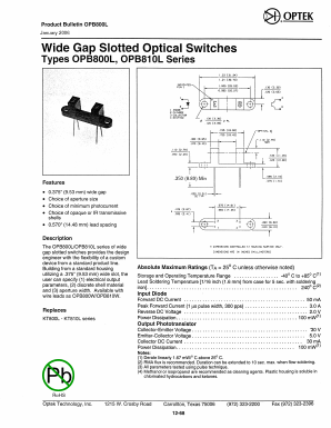 OPB800L Datasheet PDF Optek Technology