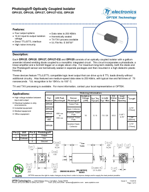OPI127-032 Datasheet PDF Optek Technology