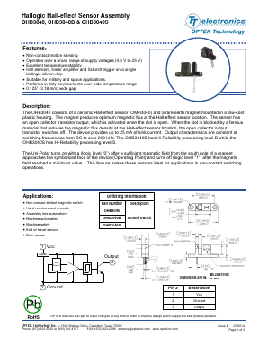 OHB3040S Datasheet PDF Optek Technology