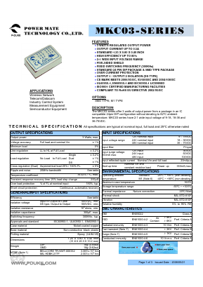 MKC03-48DS12 Datasheet PDF Power Mate Technology