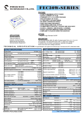 FEC30-48S05W Datasheet PDF Power Mate Technology