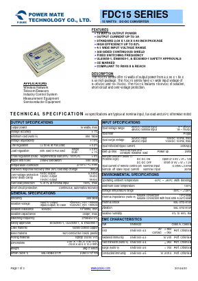 FDC15-48D05 Datasheet PDF Power Mate Technology