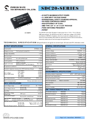 SDC20-48S15 Datasheet PDF Power Mate Technology